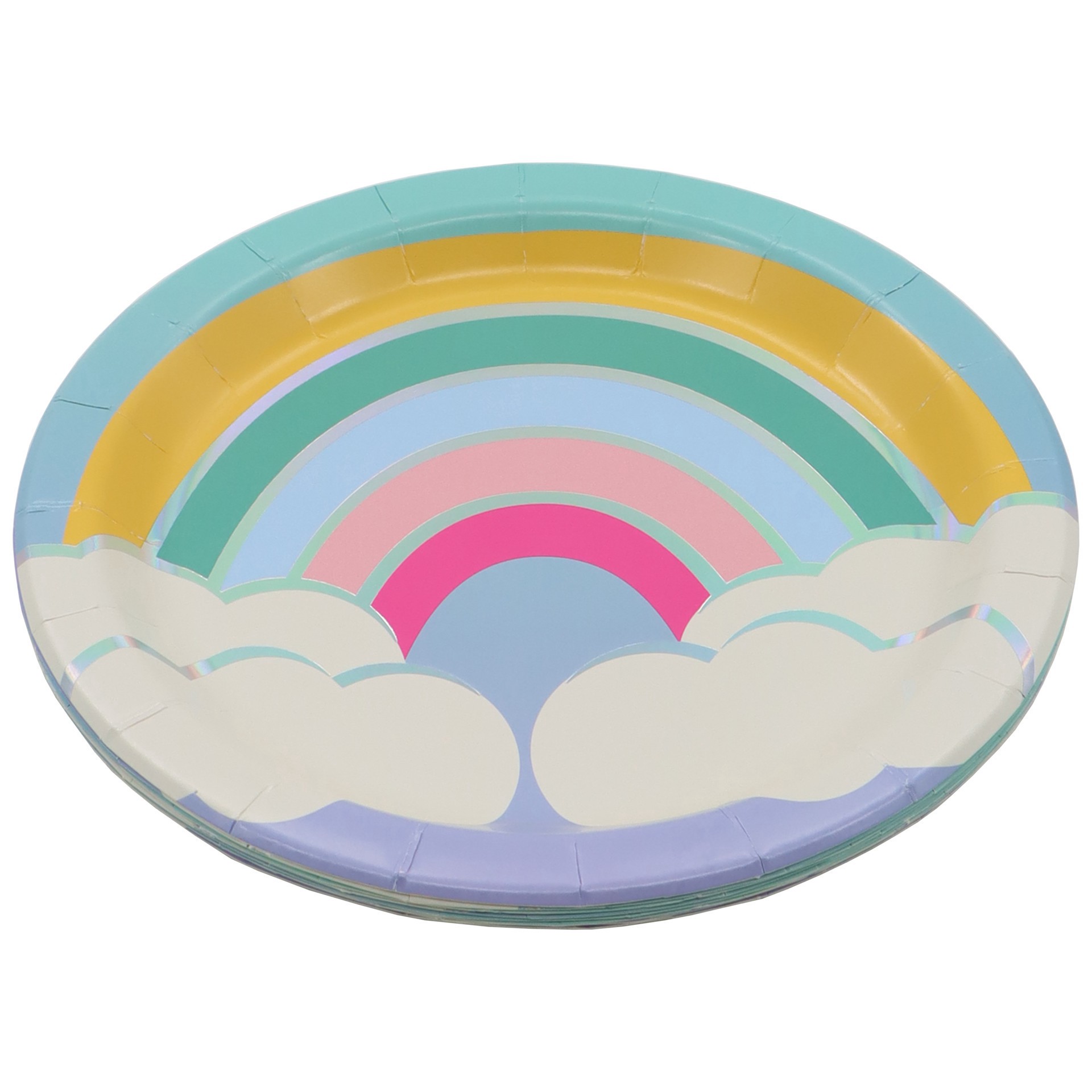 slide 2 of 2, 7" Iridescent Rainbow Snack Plates, 8ct. By Celebrate It, 8 ct