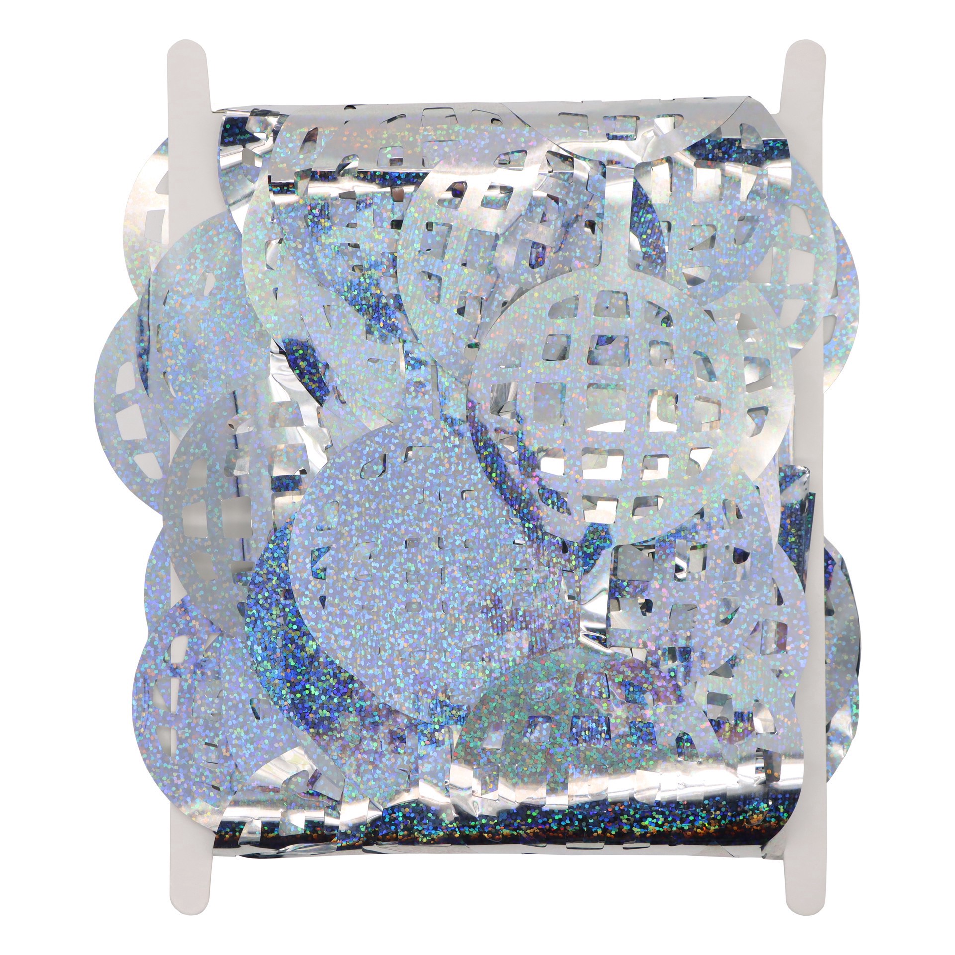 slide 3 of 3, 6.5ft. Silver Holographic Disco Ball Fringe Curtain By Celebrate It, 6.5 ft