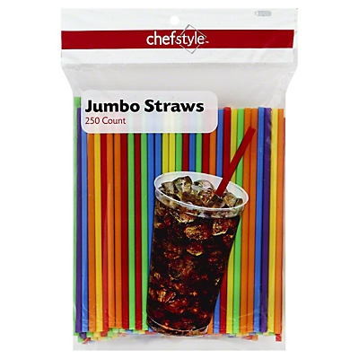 slide 1 of 1, chefstyle Straight Jumbo Drinking Straws, 250 ct