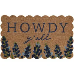 Destination Holiday Howdy Y'all Bluebonnet Scallop Coir Doormat