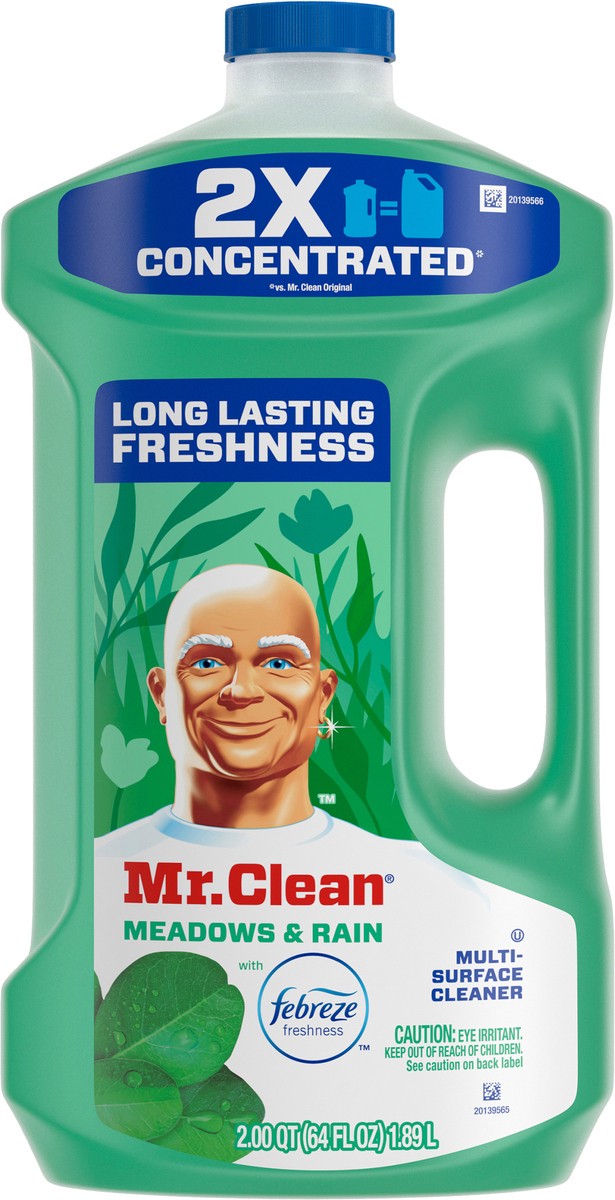 slide 6 of 7, Mr. Clean All Purpose Cleaner, Floor Cleaner for Mopping, Cleaning Liquid, Meadows & Rain, 64oz, 2 qt