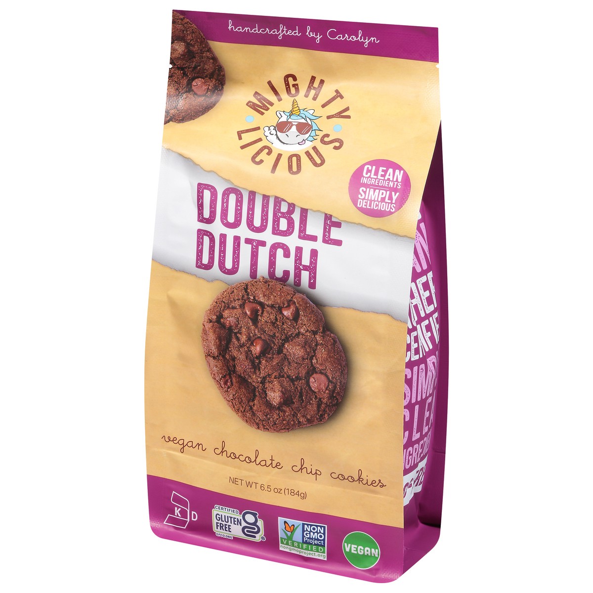 slide 2 of 4, Mightylicious Vegan Double Dutch Chocolate Chip Cookies 6.5 oz, 6 oz