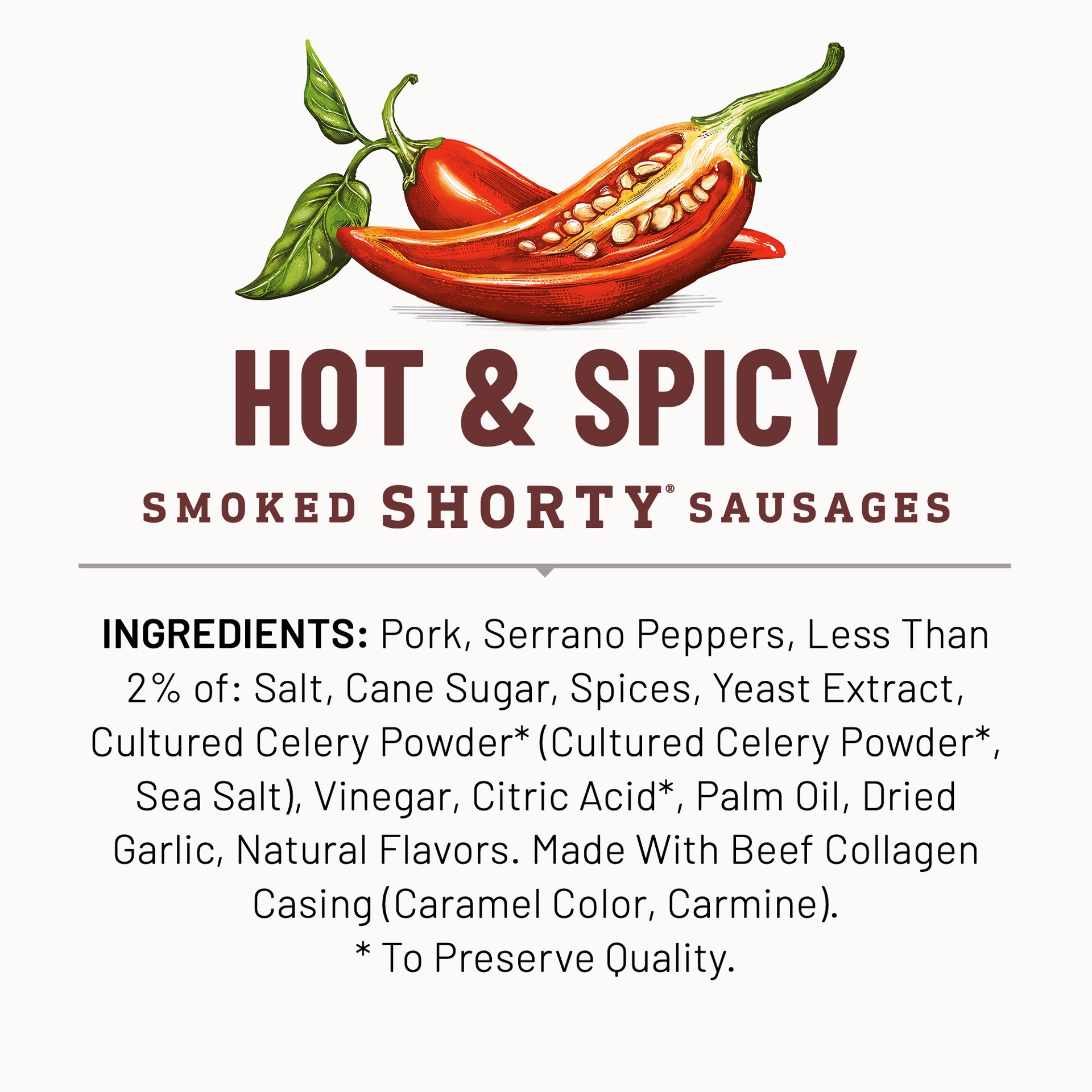 slide 2 of 5, Duke's Hot & Spicy Smoked Shorty Sausages, 7.5 oz