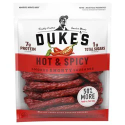 Duke''s Pork Hot and Spicy Smoked Shorty Sausages, 7g Protein Per Serving, 7.5 oz.