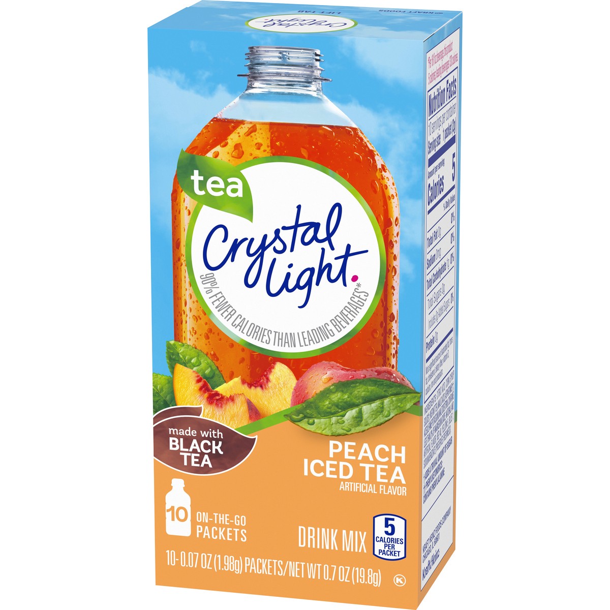 slide 6 of 9, Crystal Light Peach Iced Tea Artificially Flavored Powdered Drink Mix, 10 ct. On-the-Go-Packets, 10 ct; 0.07 oz