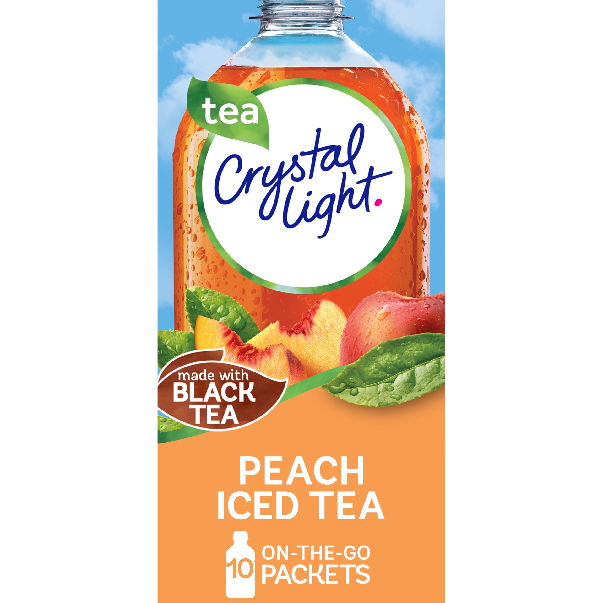 slide 1 of 9, Crystal Light Peach Iced Tea Artificially Flavored Powdered Drink Mix, 10 ct. On-the-Go-Packets, 10 ct; 0.07 oz