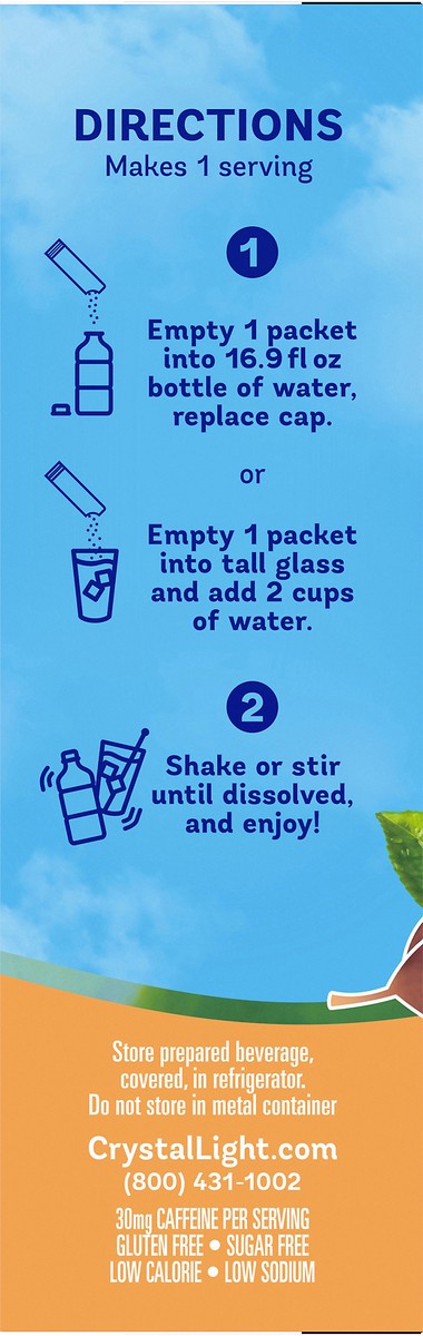 slide 4 of 9, Crystal Light Peach Iced Tea Artificially Flavored Powdered Drink Mix, 10 ct. On-the-Go-Packets, 10 ct; 0.07 oz