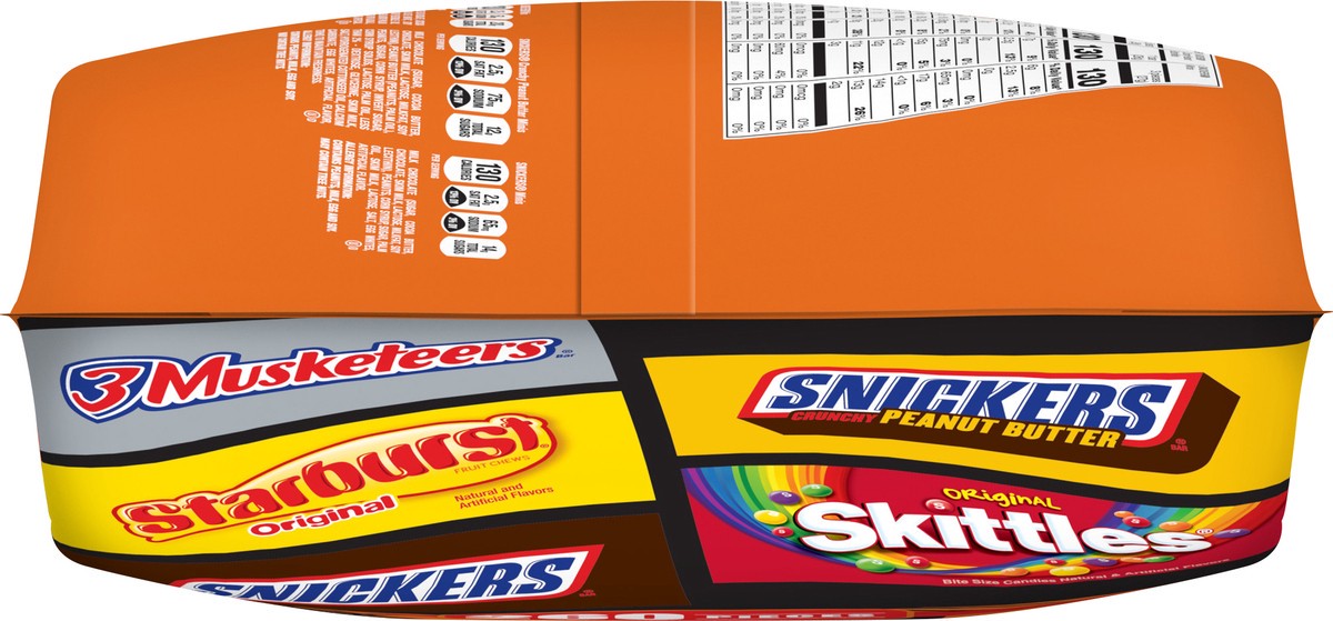 slide 7 of 12, Mixed SNICKERS Original, SNICKERS Peanut Butter, 3 MUSKETEERS, STARBURST, & SKITTLES Fun Size Bulk Halloween Candy Assortment, 82.05 oz, 260-Piece Bag, 82.05 oz