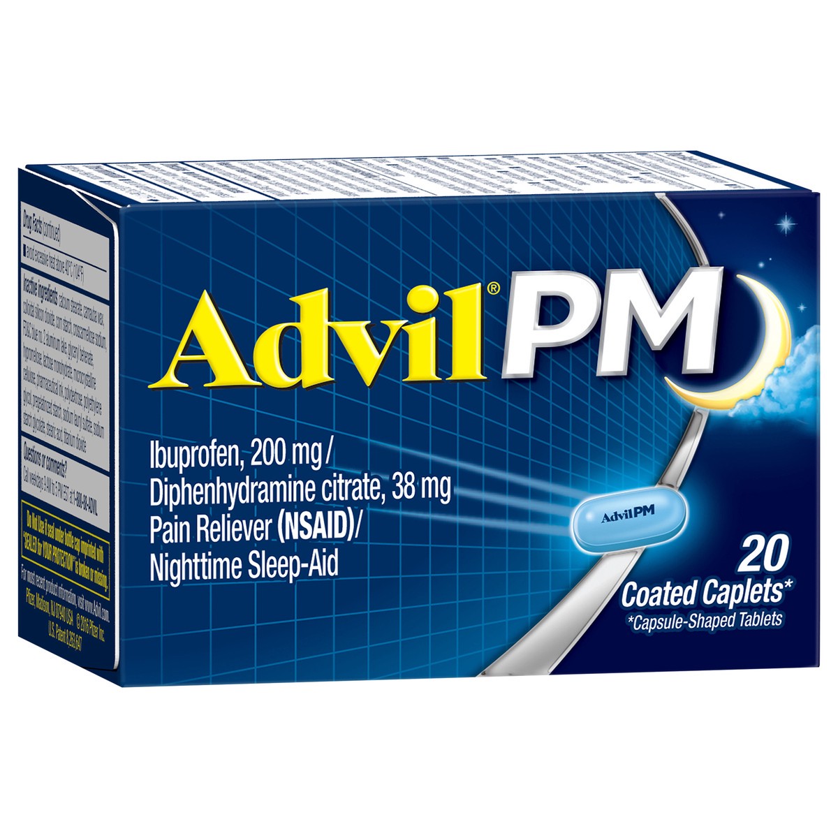 slide 2 of 9, AdvilPM Pain And Nighttime Sleep Aid Caplets - Ibuprofen (NSAID), 20 ct