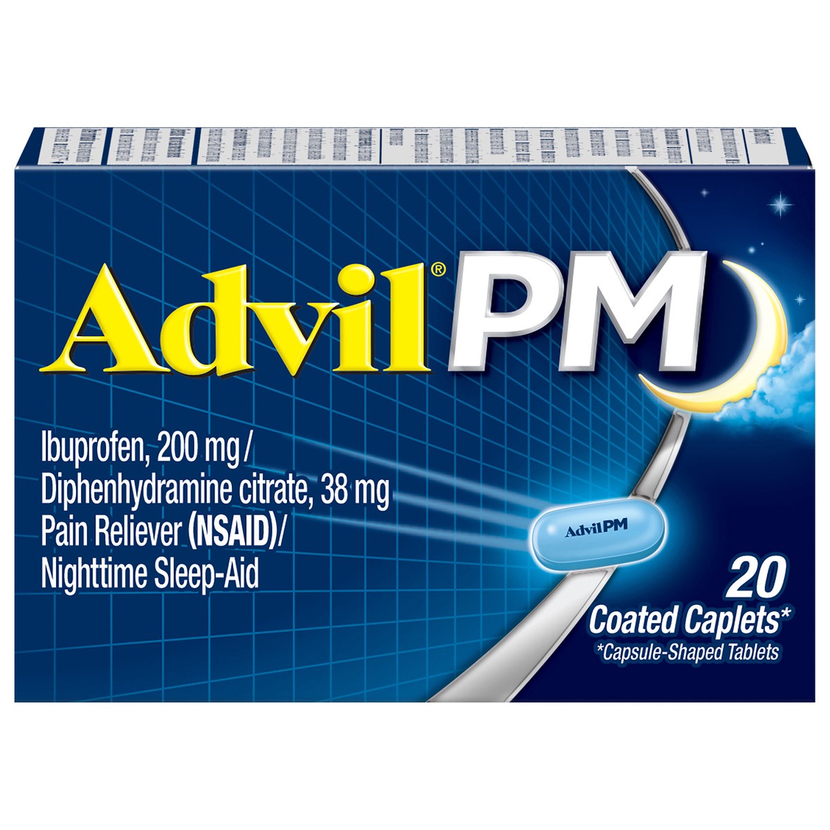 slide 1 of 9, Advil PM Pain Reliever and Nighttime Sleep Aid\, Ibuprofen for Pain Relief and Diphenhydramine Citrate for a Sleep Aid - 20 Coated Caplets, 20 ct