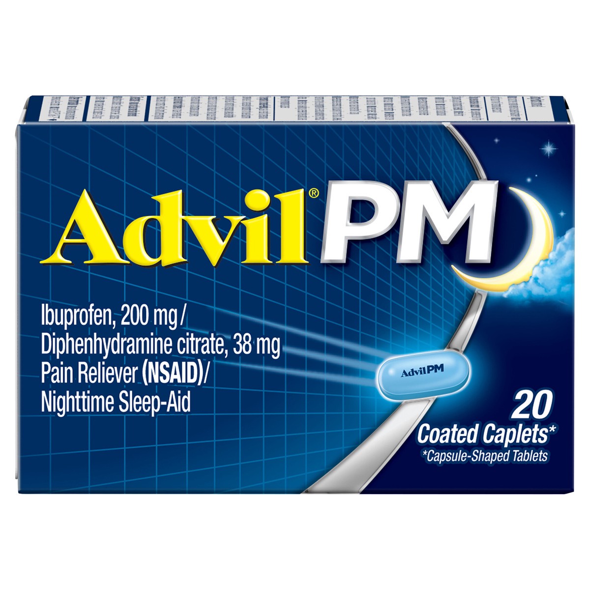 slide 1 of 1, Advil PM Pain Reliever and Nighttime Sleep Aid, Ibuprofen for Pain Relief and Diphenhydramine Citrate for a Sleep Aid - 20 Coated Caplets, 20 ct