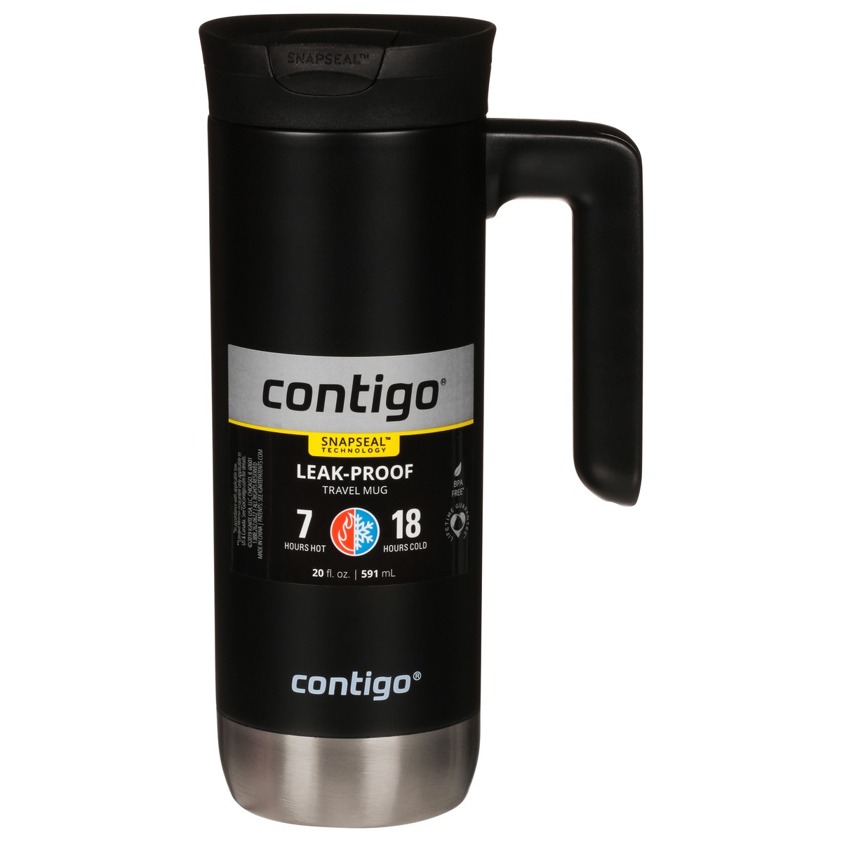 slide 3 of 12, Contigo SnapSeal Insulated Stainless Steel Travel Mug with Handle, Licorice, 1 ct