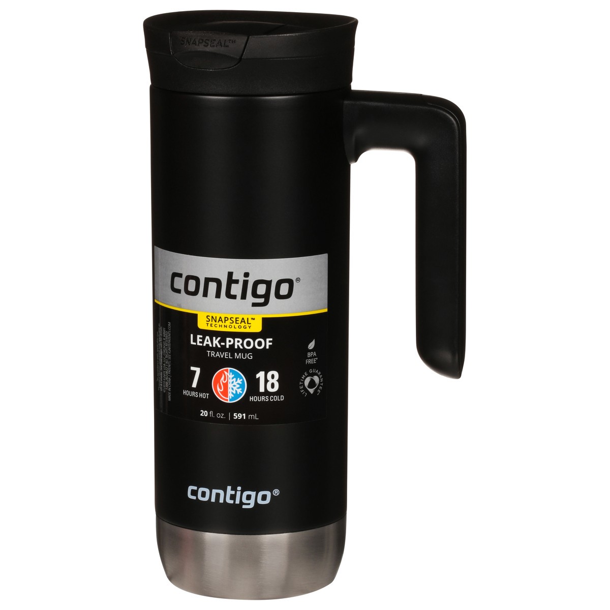 slide 10 of 12, Contigo SnapSeal Insulated Stainless Steel Travel Mug with Handle, Licorice, 1 ct