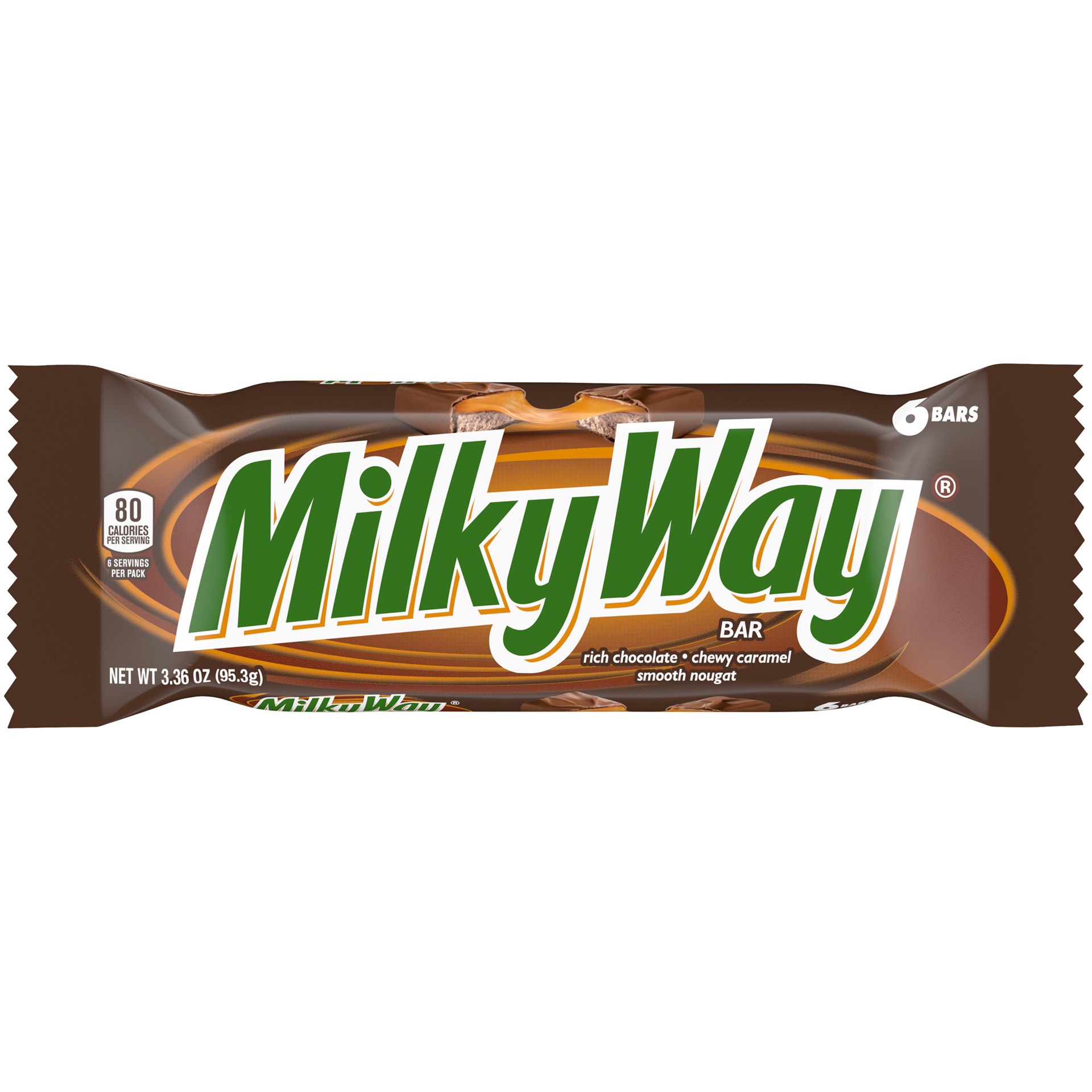 slide 1 of 8, Milky Way MILKY WAY Milk Chocolate Candy Bars Bulk Pack, 3.36 oz, (Pack of 6), 6 ct