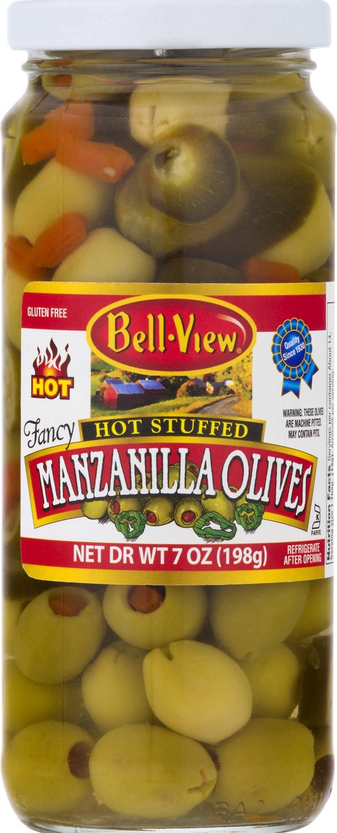 slide 4 of 13, Bell-View Fancy Hot Stuffed Manzanilla Olives 7 oz, 7 oz