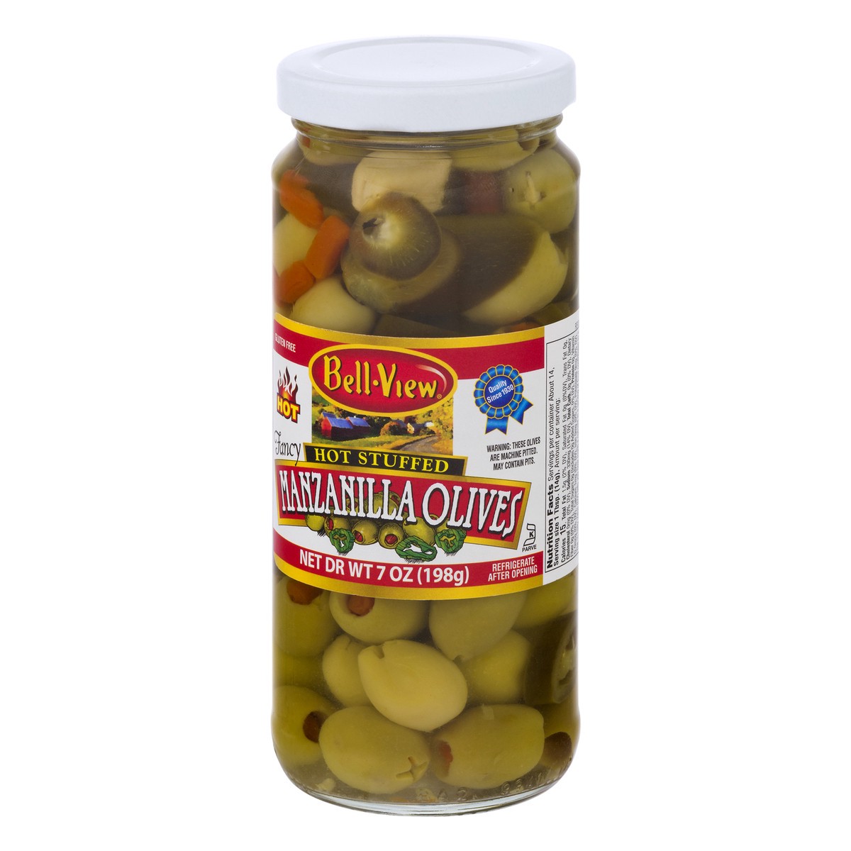 slide 5 of 13, Bell-View Fancy Hot Stuffed Manzanilla Olives 7 oz, 7 oz