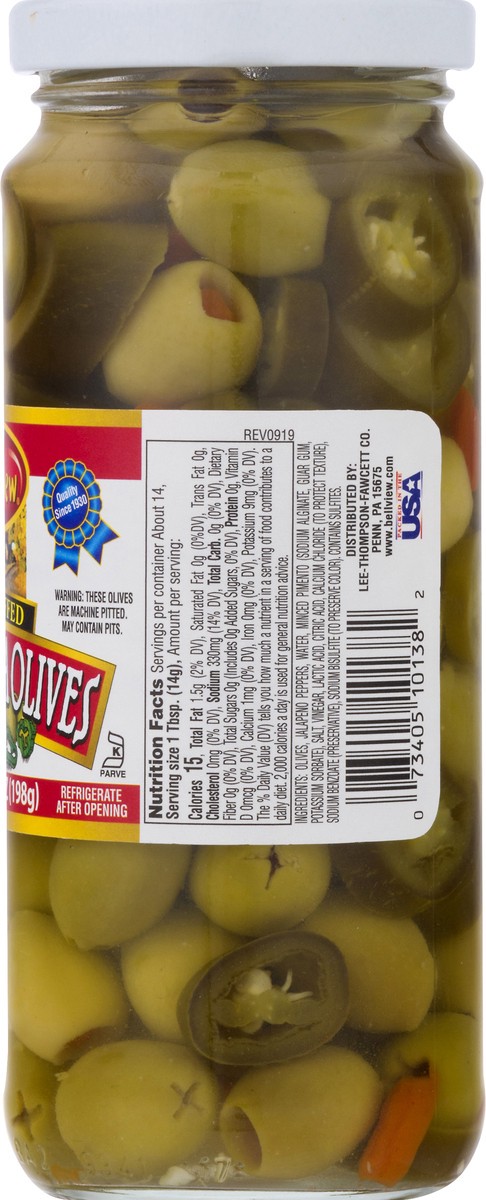 slide 7 of 13, Bell-View Fancy Hot Stuffed Manzanilla Olives 7 oz, 7 oz