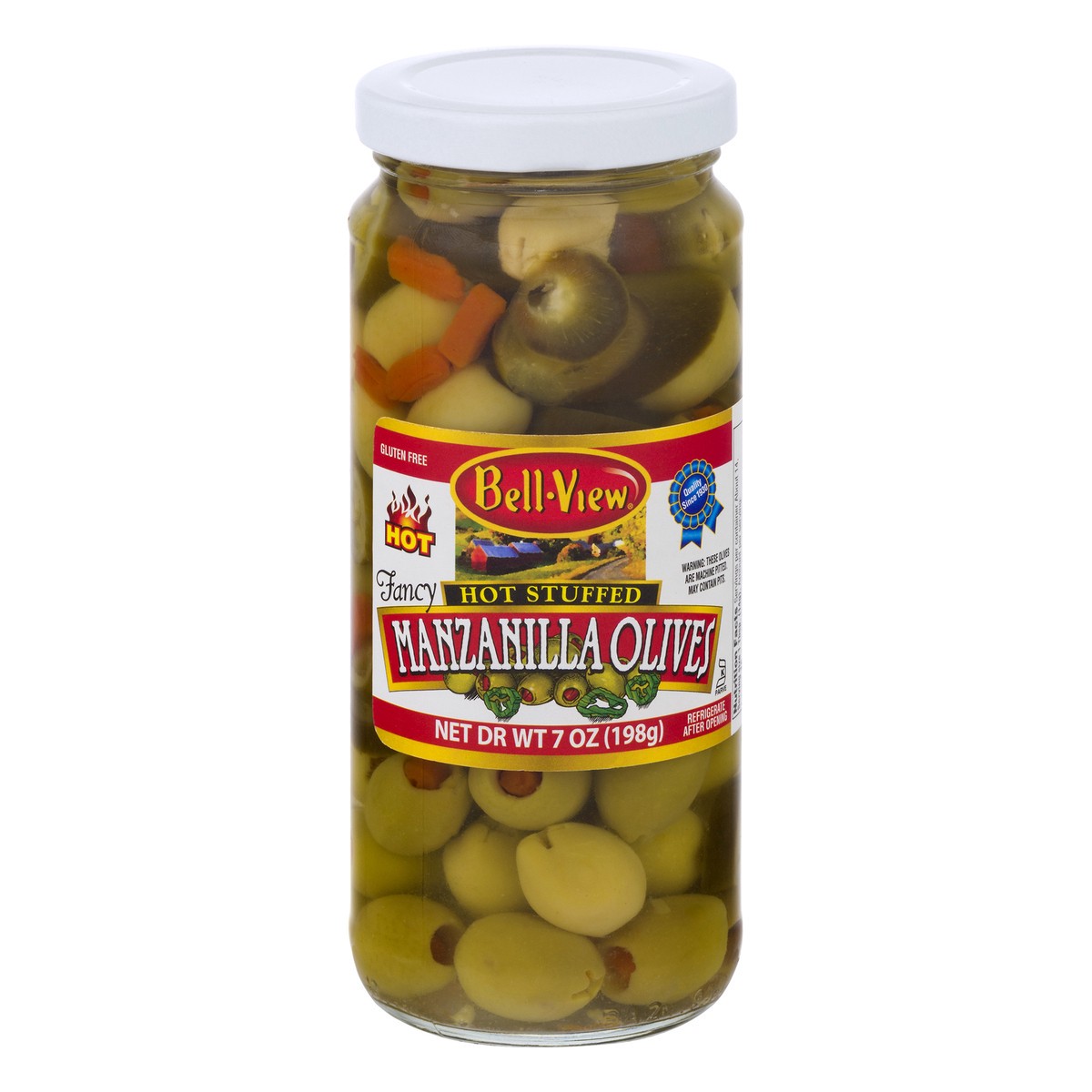 slide 9 of 13, Bell-View Fancy Hot Stuffed Manzanilla Olives 7 oz, 7 oz