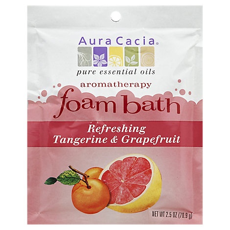 slide 1 of 1, Aura Cacia Foam Bubble Bath Tangerine Grapefruit, 2.5 oz