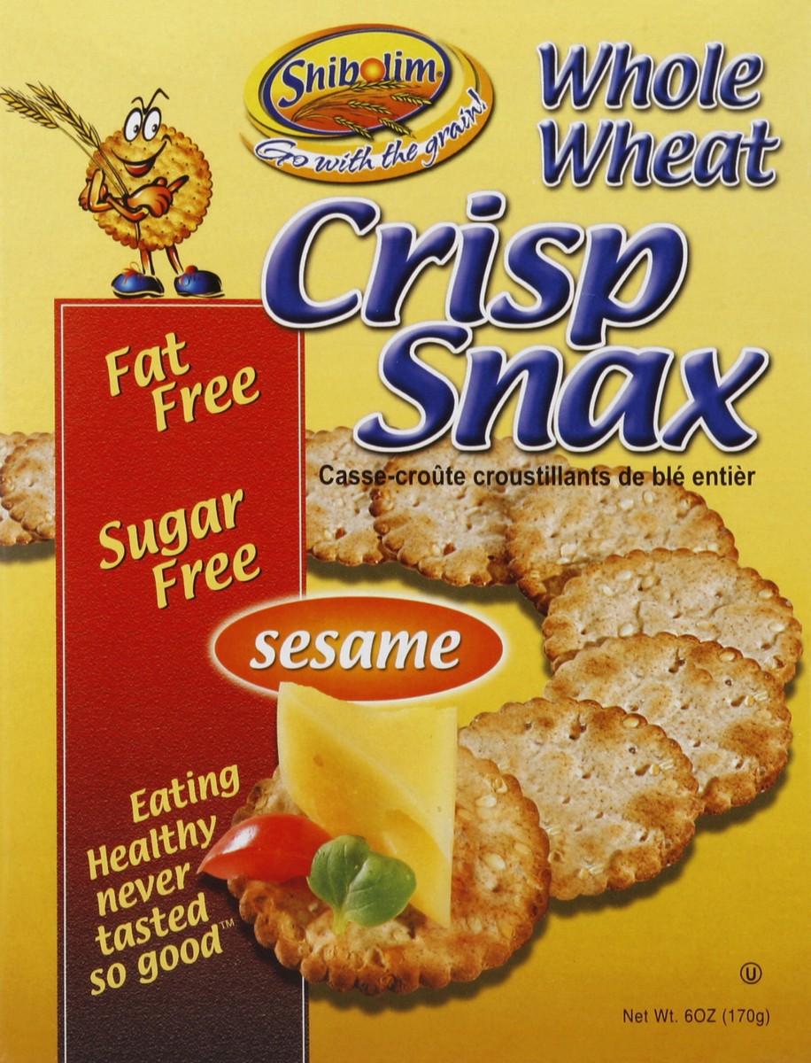 slide 4 of 4, Shibolim Whole Wheat Crisp Snax Sesame Fat Free And Sugar Free, 6 oz