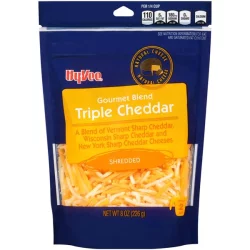 Hy-vee Gourmet Blend Triple Cheddar A Blend Of Vermont Sharp Cheddar, Wisconsin Sharp Cheddar And New York Sharp Cheddar Shredded Cheeses