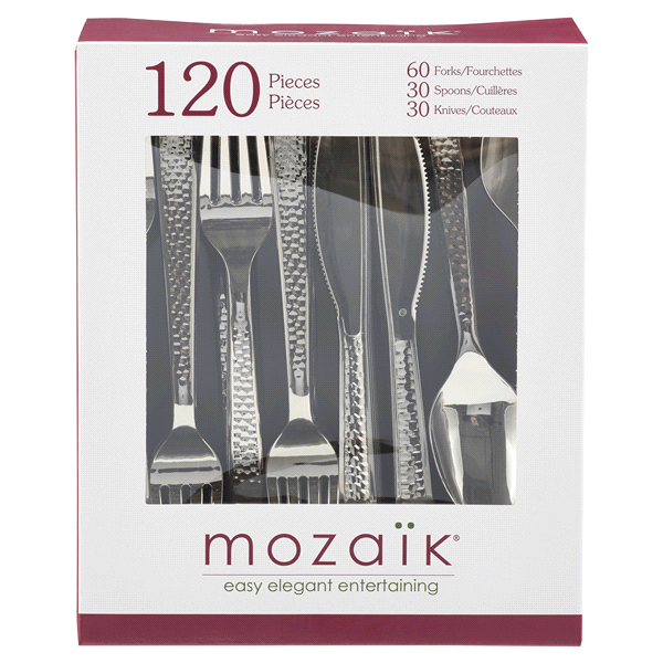 slide 1 of 1, Mozaik Hammered Cutlery, 120 ct