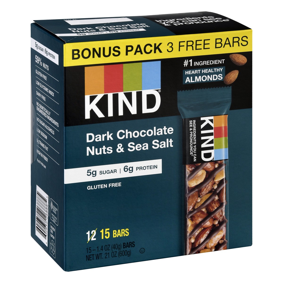 slide 4 of 9, KIND Nut Bars, Dark Chocolate Nut & Sea Salt, 1.4 oz, 15 Count, 15 ct; 1.4 oz
