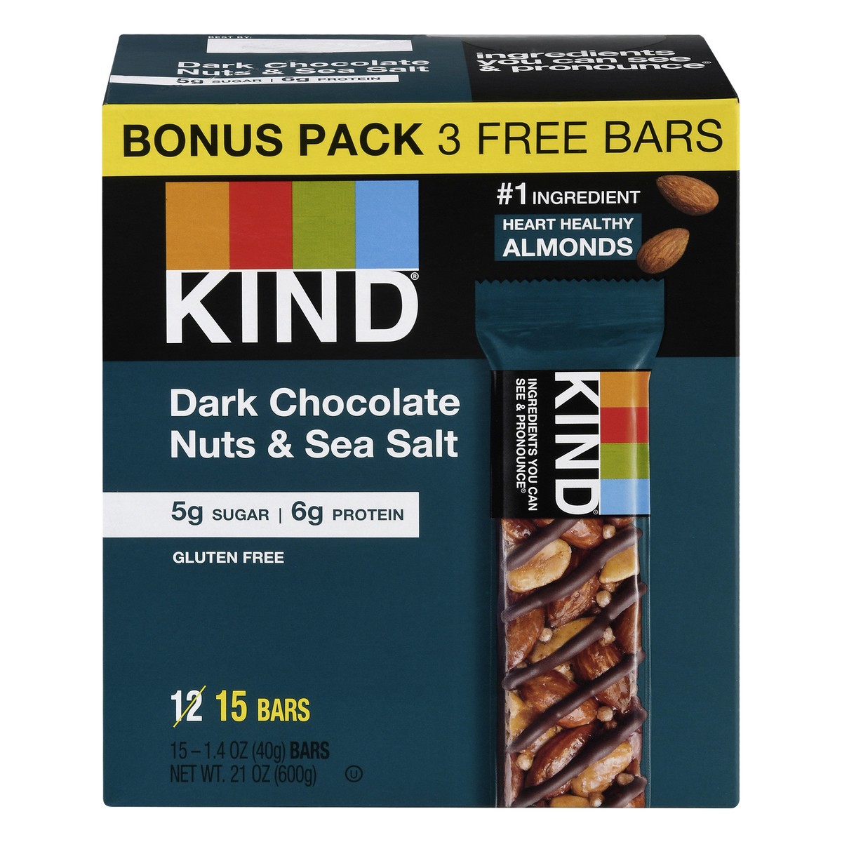 slide 1 of 9, KIND Nut Bars, Dark Chocolate Nut & Sea Salt, 1.4 oz, 15 Count, 15 ct; 1.4 oz