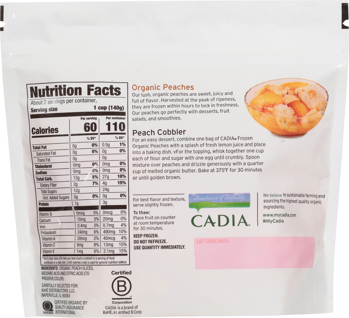 slide 10 of 13, Cadia Organic Peaches 10 oz, 10 oz