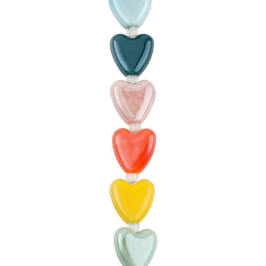 slide 1 of 3, Multicolor Ceramic Heart Beads, 14mm By Bead Landing, 14mm