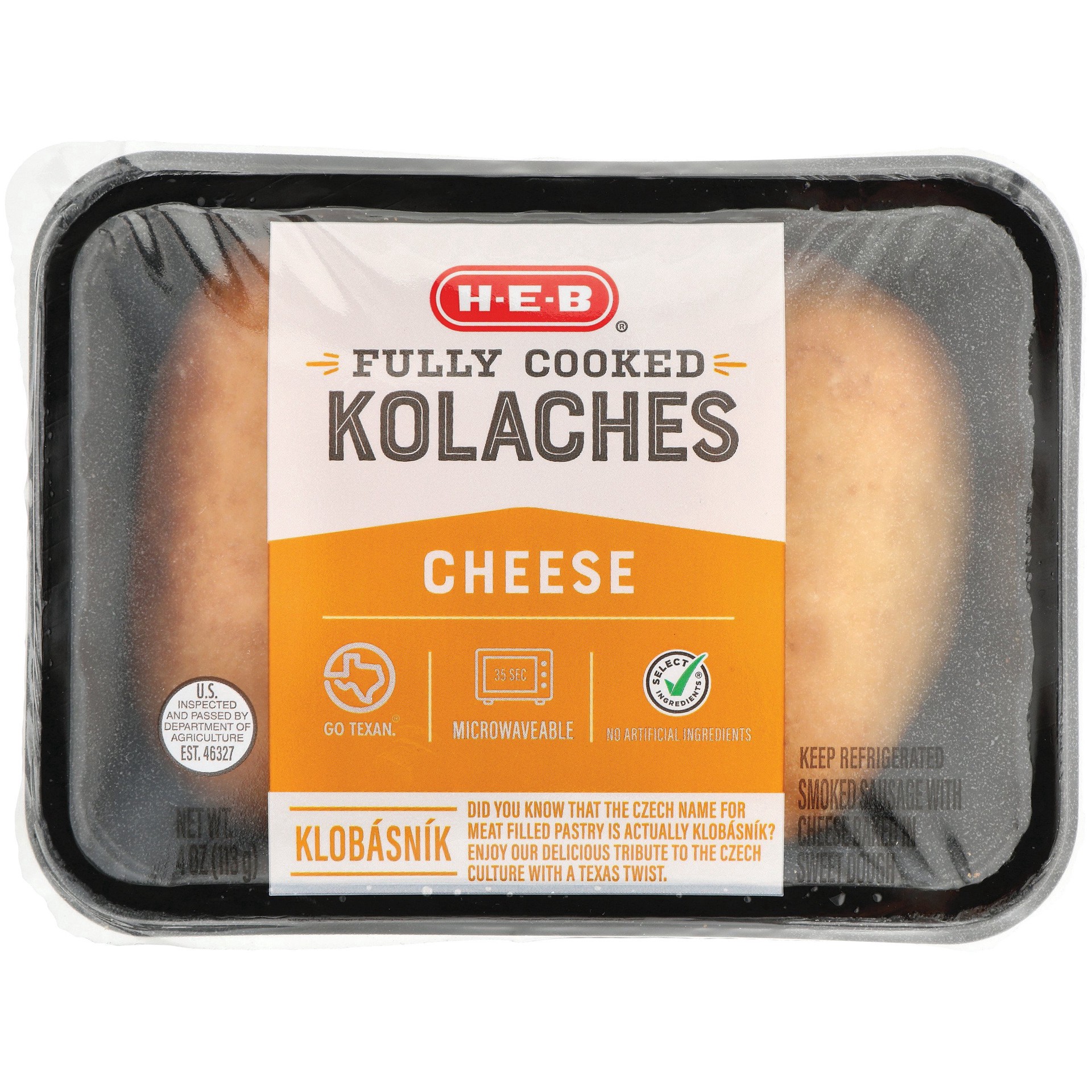 slide 1 of 1, H-E-B Fully Cooked Sausage & Cheese Kolaches, 2 ct
