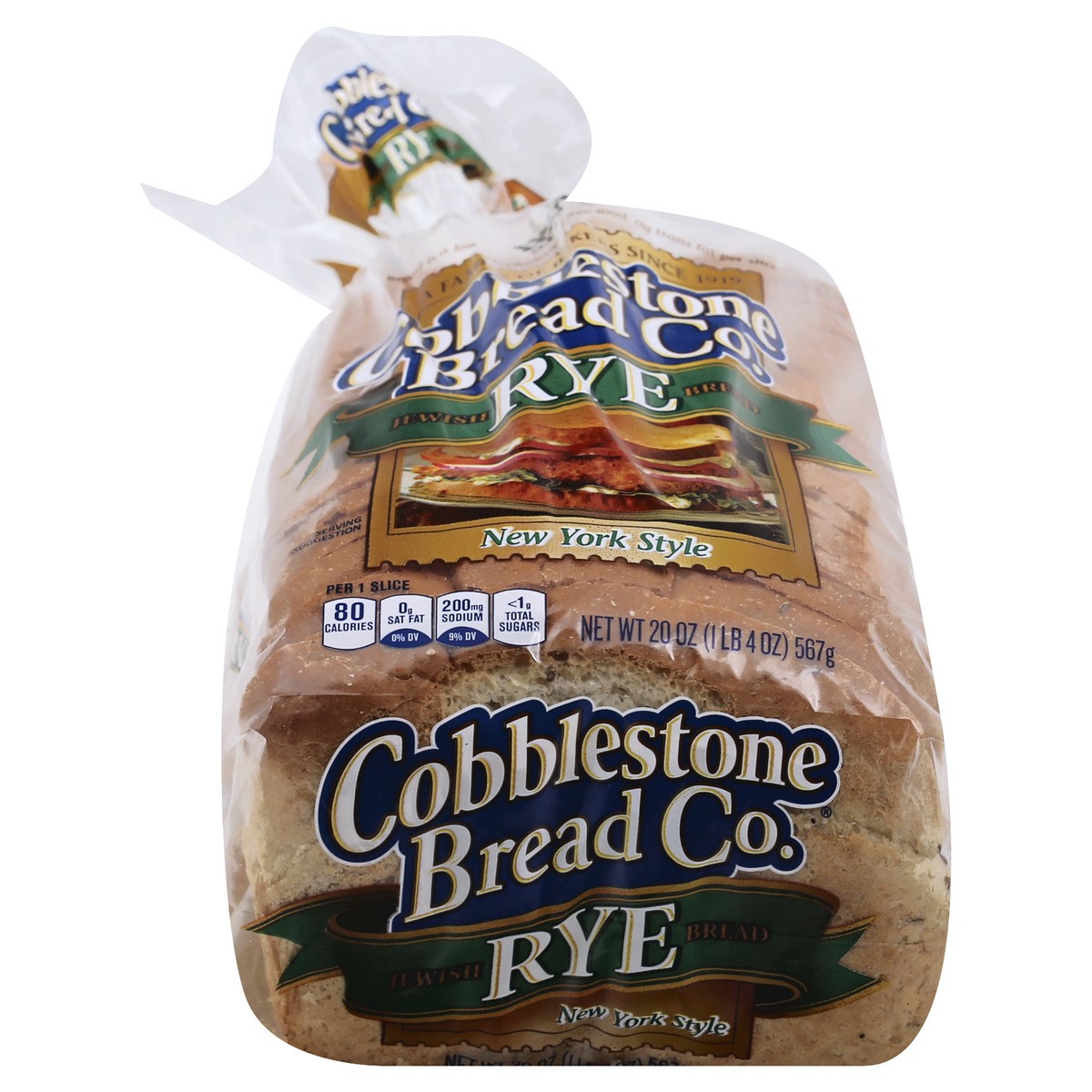 slide 1 of 9, Cobblestone Bread Co. Jewish Rye New York Style Bread 20 oz, 20 oz