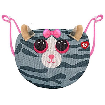 slide 1 of 1, TY Beanie Boo Kiki Striped Cat Protective Face Mask, 1 ct