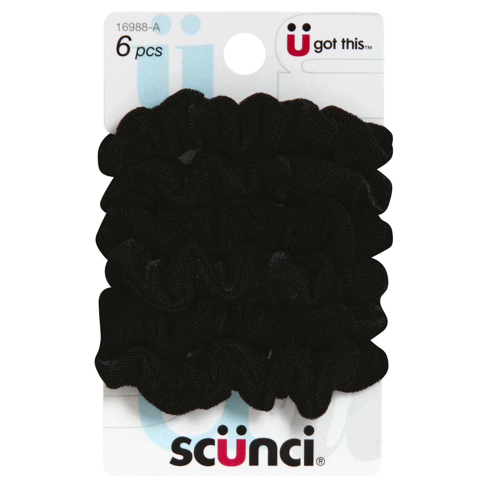slide 1 of 1, scünci Effortless Beauty Solid Black Fabric Twisters, 6 ct
