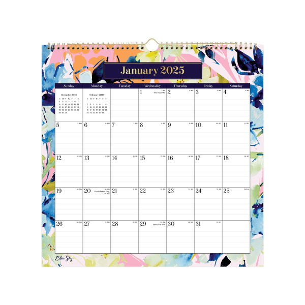 slide 2 of 2, 2025 Blue Sky Monthly Wall Calendar, 12"" X 12"", Millie Pink, January To December, 150021, 1 ct