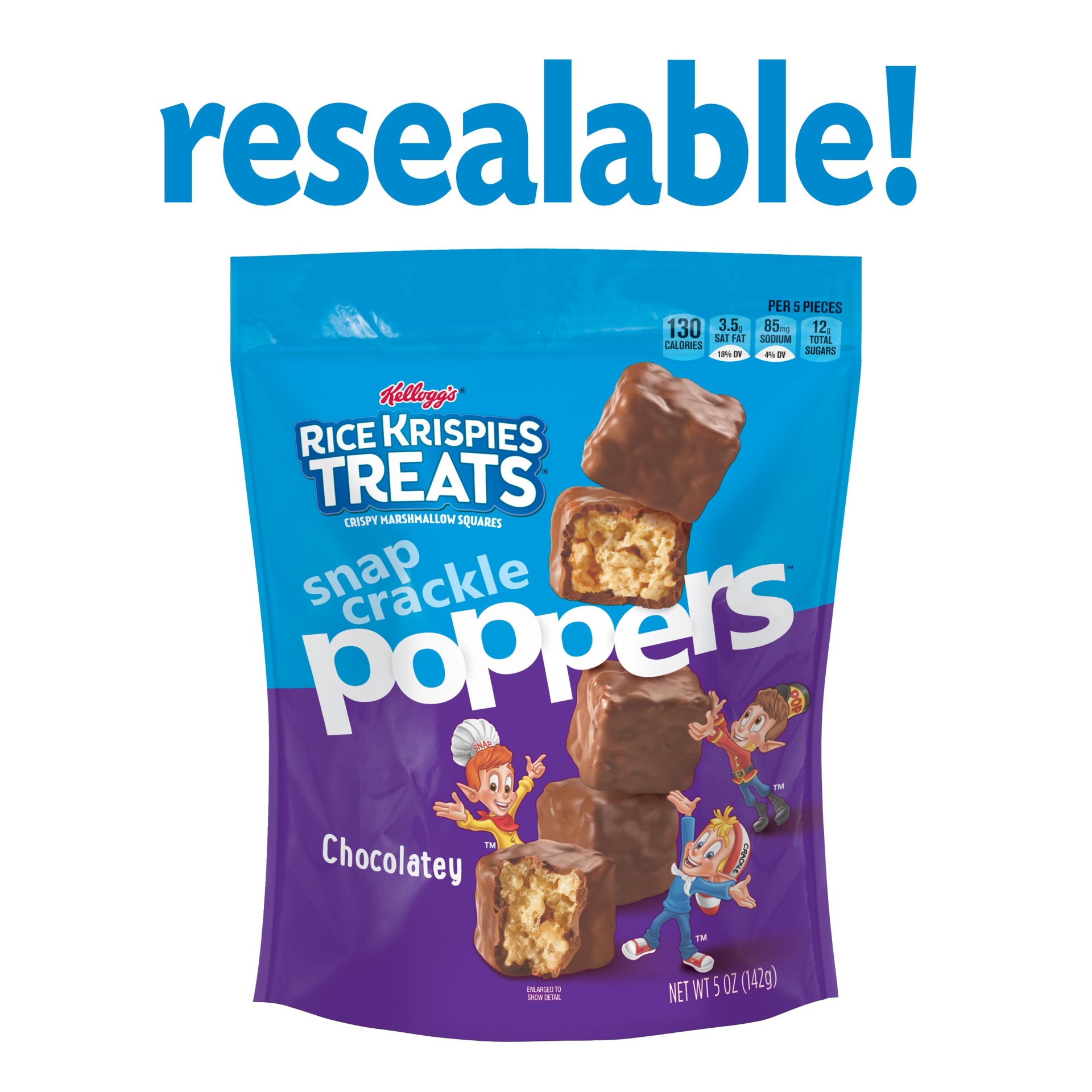 slide 6 of 6, Kellogg's Rice Krispies Treats Snap Crackle Poppers Crispy Marshmallow Squares, Chocolatey, 5 oz