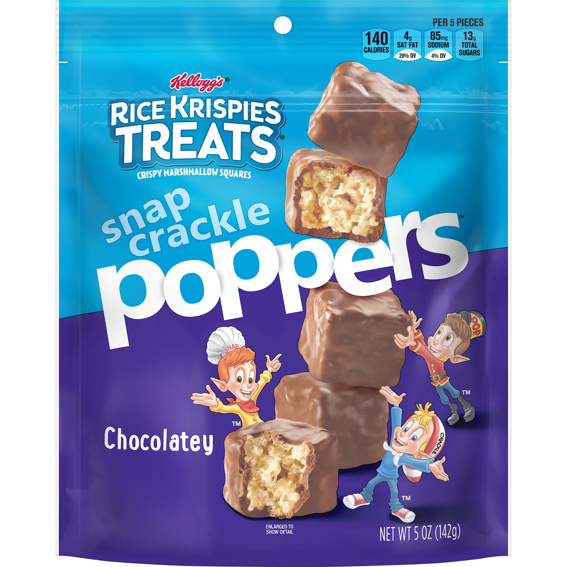 slide 1 of 6, Kellogg's Rice Krispies Treats Snap Crackle Poppers Crispy Marshmallow Squares, Chocolatey, 5 oz