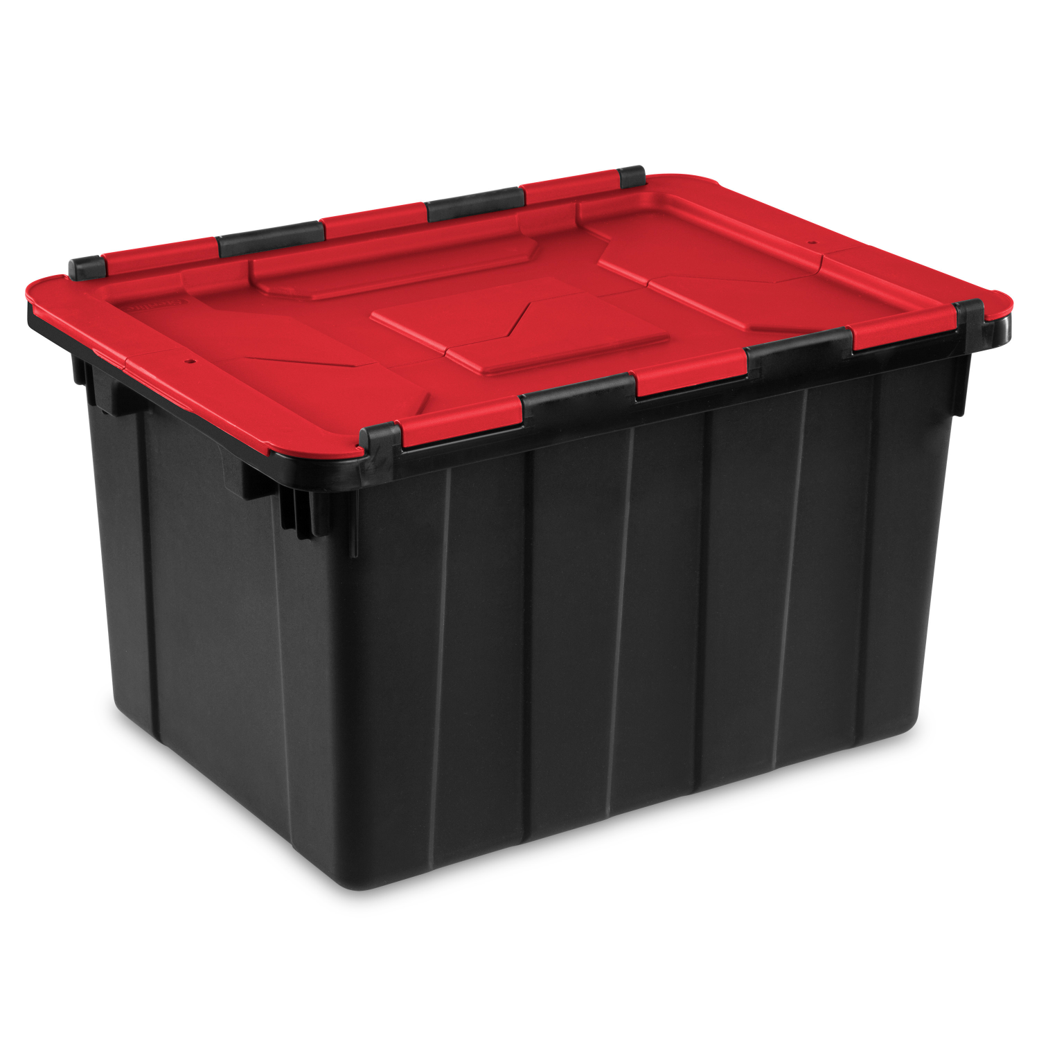 slide 1 of 5, Sterilite Hinged Lid Utility Tote - Black, 12 gal
