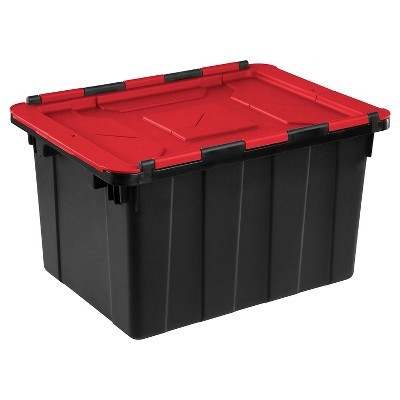 slide 1 of 17, Sterilite Hinged Lid Utility Tote - Black, 12 gal