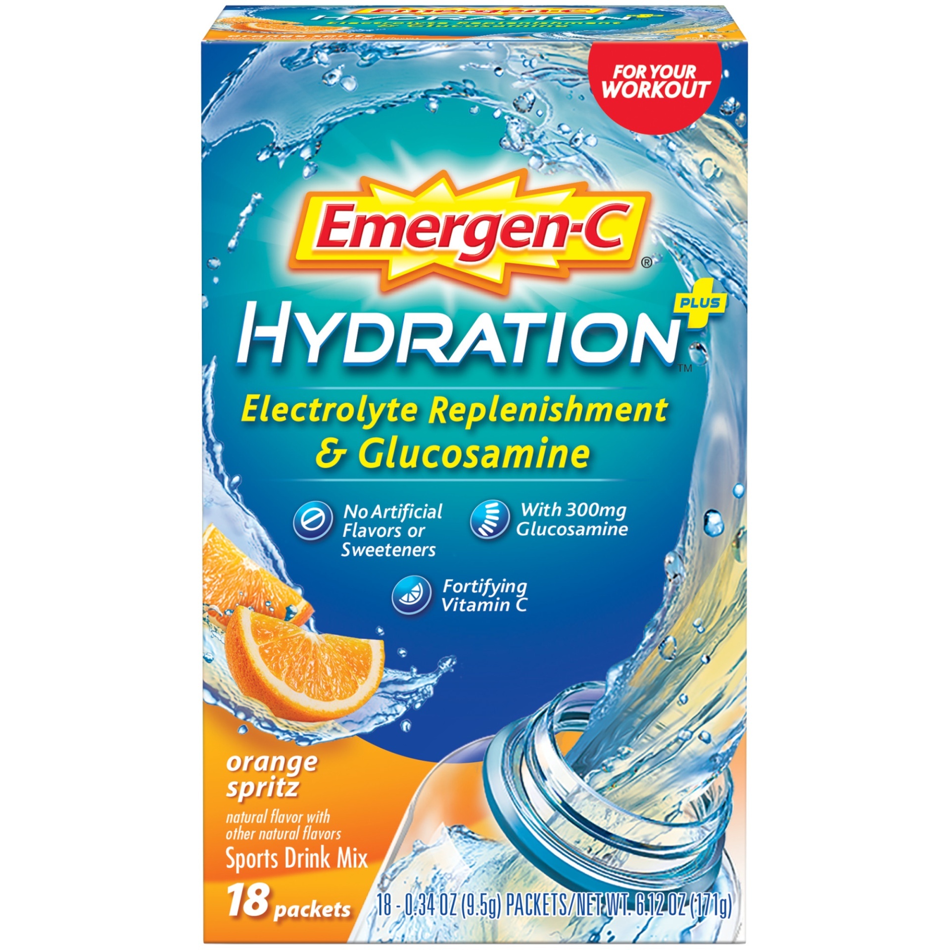 slide 1 of 8, Emergen-C Hydration Dietary Supplement Drink Mix - Orange Spritz, 18 ct