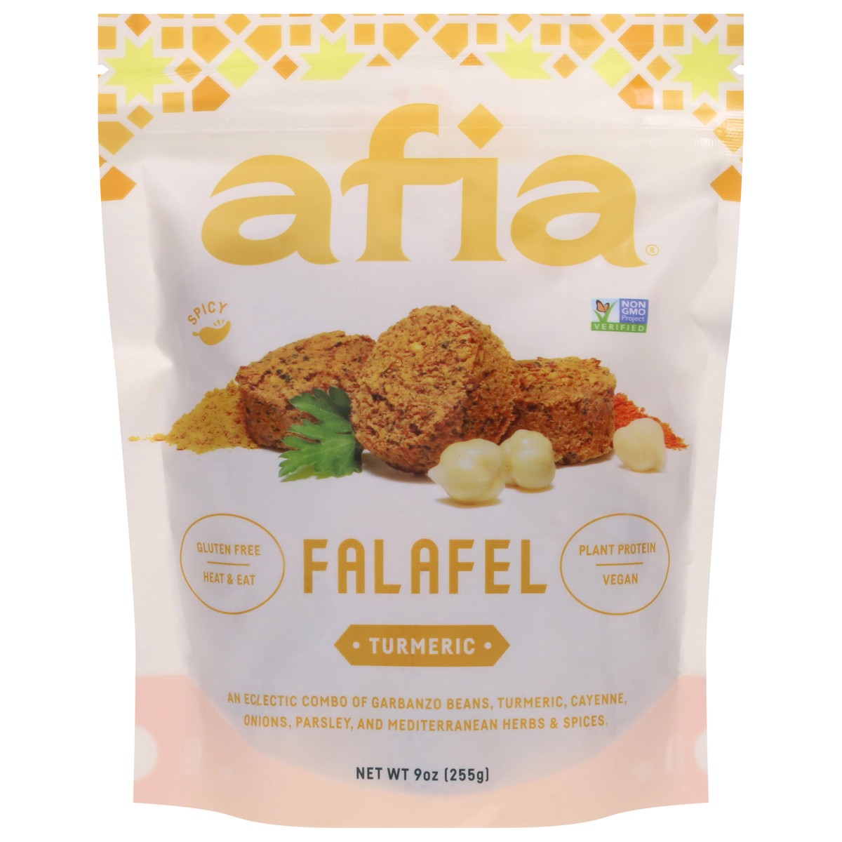 slide 1 of 9, Afia Spicy Turmeric Falafel 9 oz, 8.8 oz