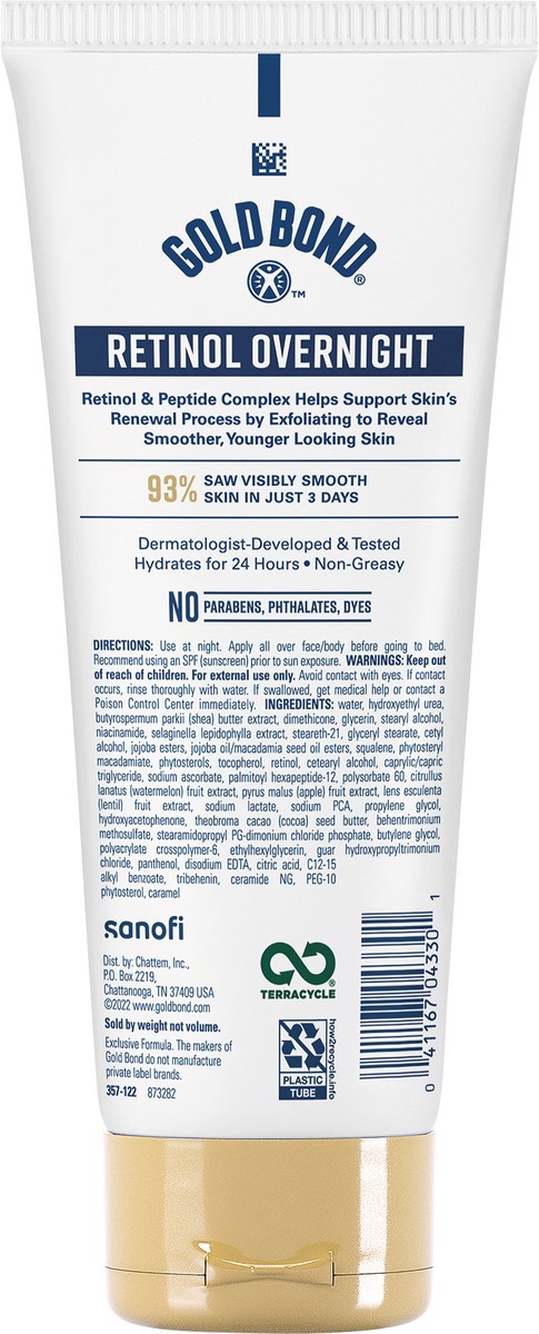 slide 3 of 5, Gold Bond Age Renew Retinol Overnight Body & Face Lotion 7 oz, 7 oz