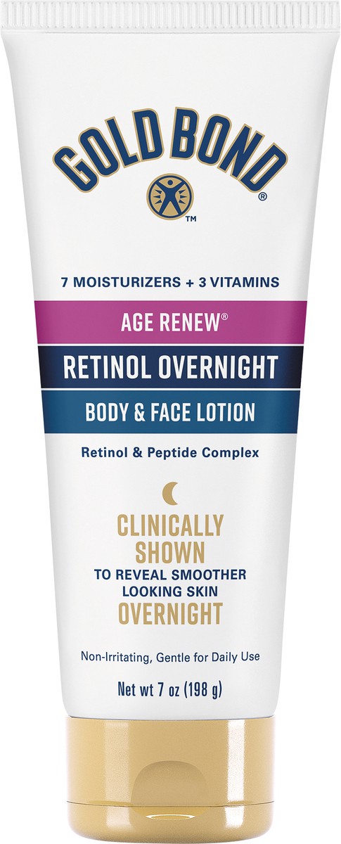 slide 2 of 5, Gold Bond Age Renew Retinol Overnight Body & Face Lotion 7 oz, 7 oz