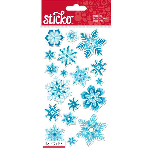 slide 1 of 1, Sticko Stickers Snowflakes Classic, 18 ct