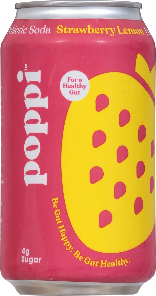 slide 3 of 9, poppi Strawberry Lemon Prebiotic Soda Can, 12oz, 12 oz