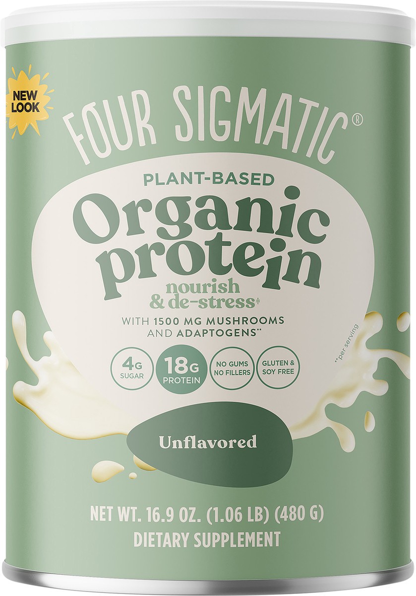 slide 3 of 4, Four Sigmatic Unflavored Organic Plant-based Protein, 16.9 oz