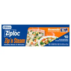 Ziploc Brand Zip’n Steam Food Steamer Bags, Seal Top Closure, 10 count