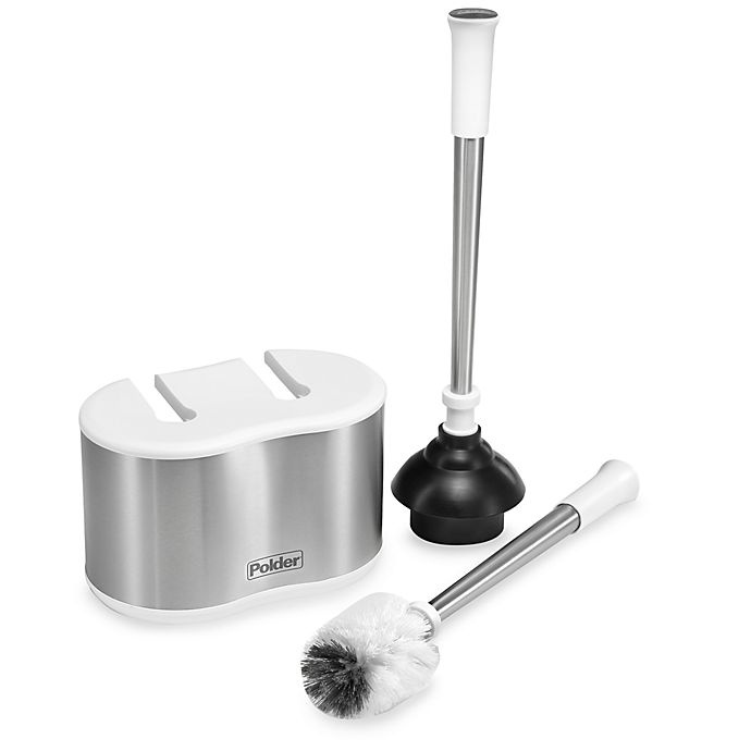 slide 1 of 1, Polder Toilet Brush and Plunger Caddy Set, 1 ct