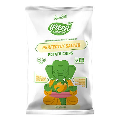 slide 1 of 1, LesserEvil The Green Elephant Perfectly Salted Potato Chips, 5 oz