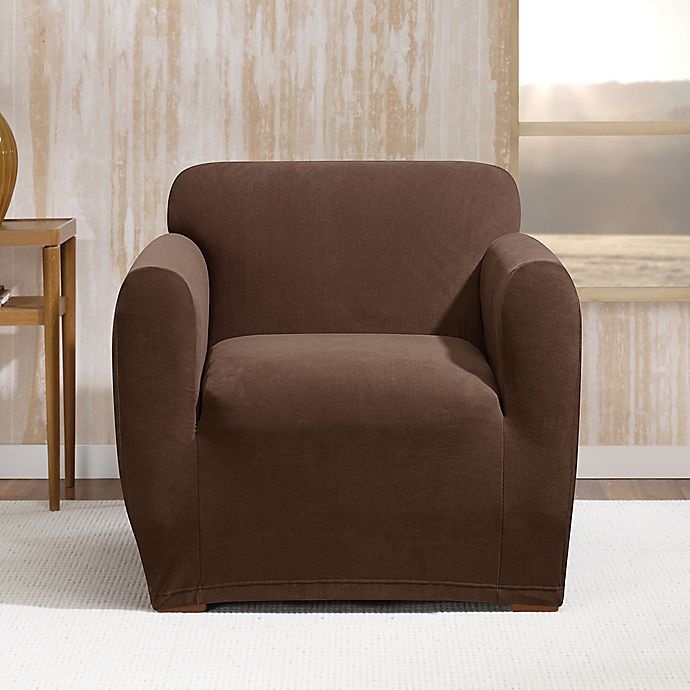 slide 1 of 1, SureFit Home Decor Stretch Morgan Box Cushion Chair Cover - Chocolate, 1 ct